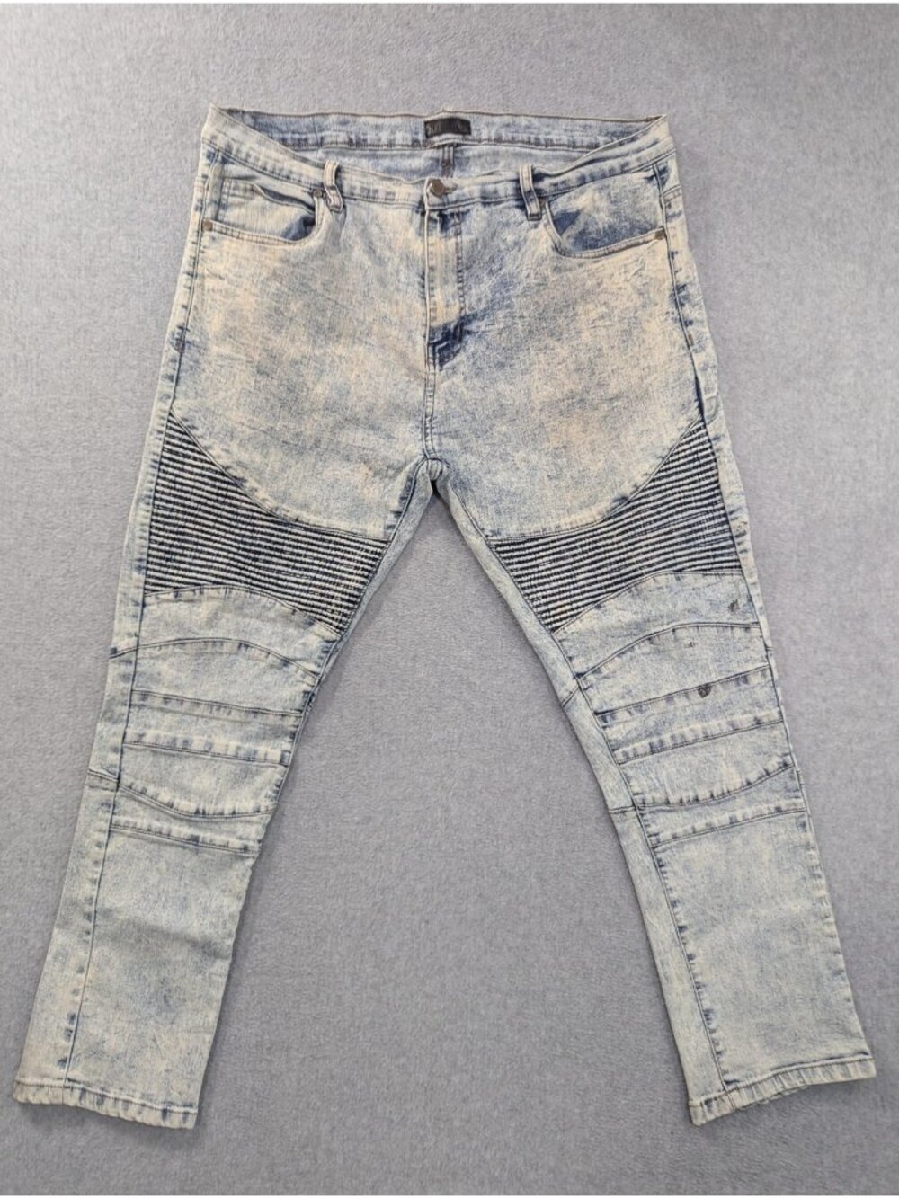 Steve's Jeans Jeans Mens 36x30 Blue Acid Wash Skinny Moto Biker Denim Casual